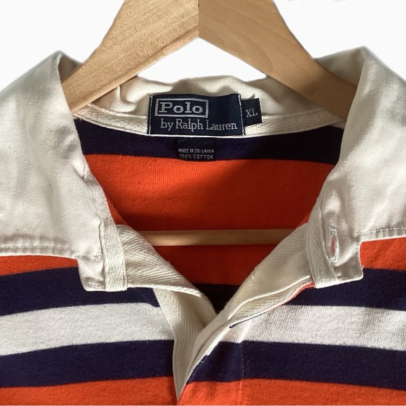 Polo Ralph Lauren Classic Orange and Navy Stripe Rugby Jersey. XL - Picture 4 of 6